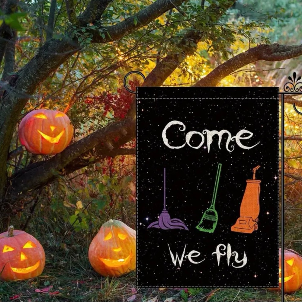 COME WE FLY HOCUS POCUS OUTDOOR FLAG, NWT - Picture 2 of 5